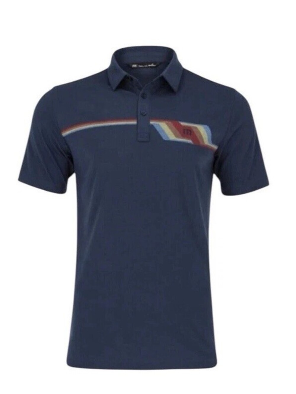 Travis Mathew Golf Polo Shirt Blue BYOB Mood Indigo Cotton Blend, Men’s Medium